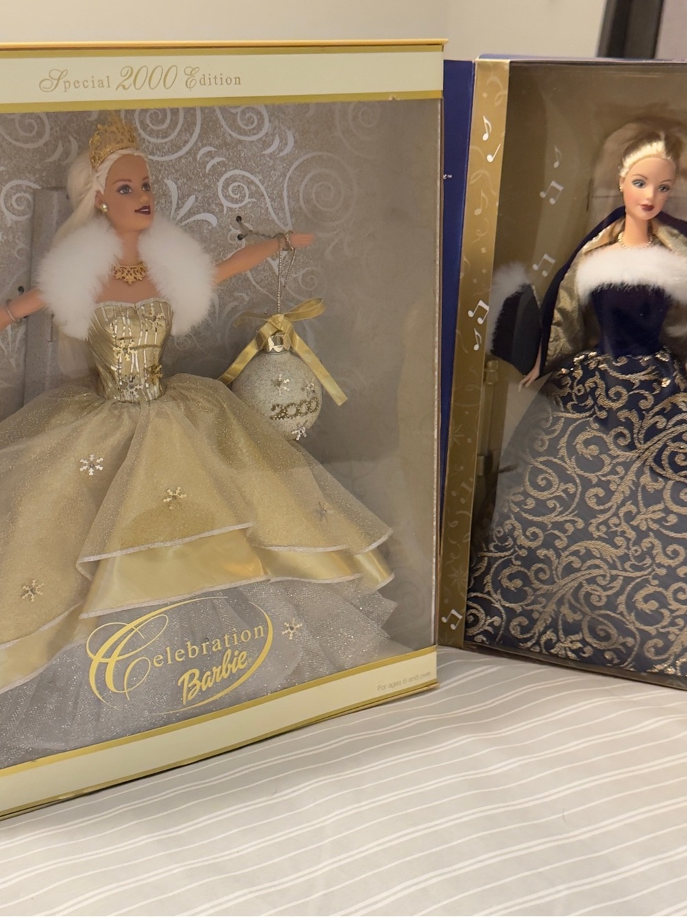 2 Vintage Barbies 2000 Celebration Barbie & 2001 Celebrate New Year.
